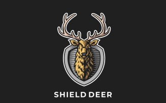 Deer Shield Logo Vector Template