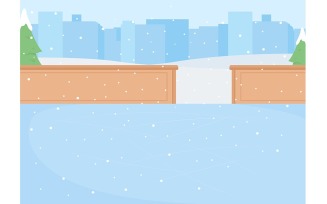 Empty ice rink flat color vector illustration