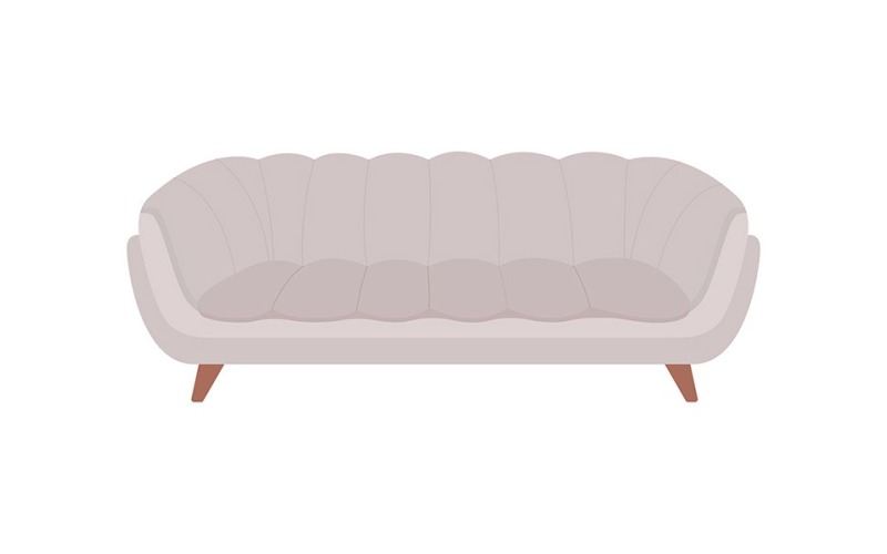 Grey couch semi flat color vector object Illustration
