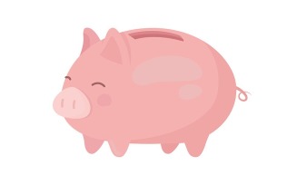 Piggy bank semi flat color vector object