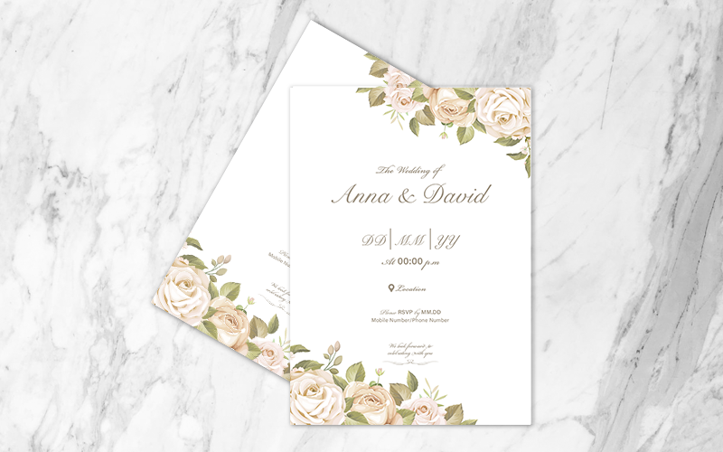 Floral Wedding Invitation Card - Ready to use