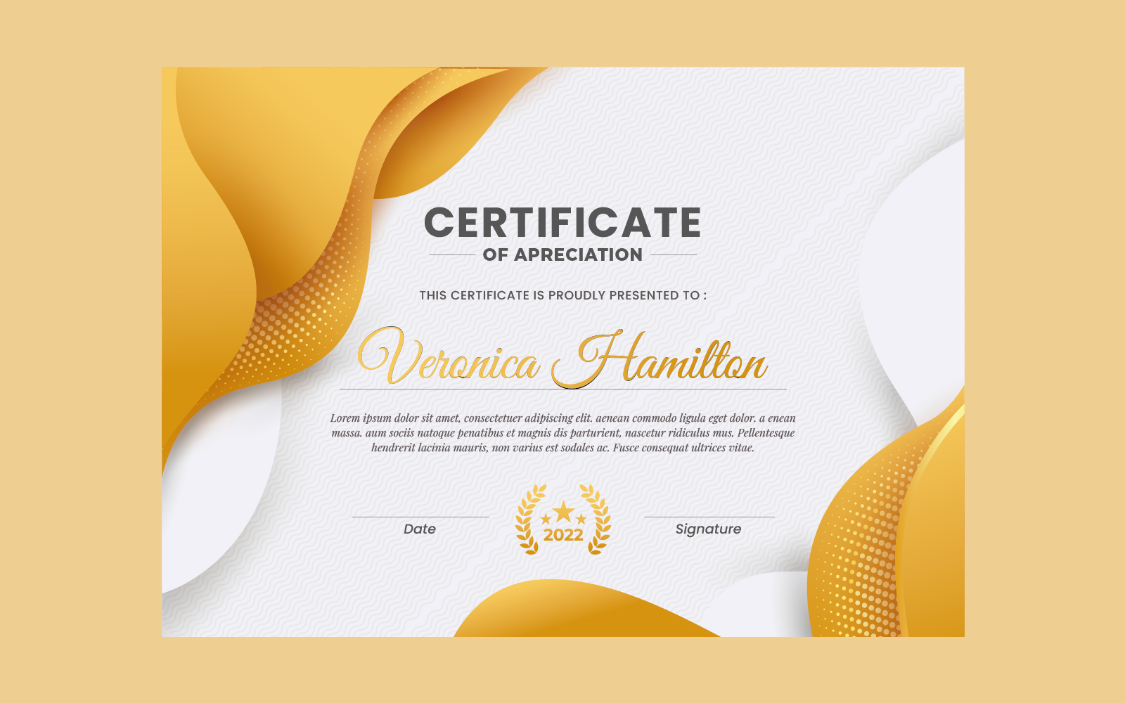 Veronica Hamilton - Certificate of Appreciation Template