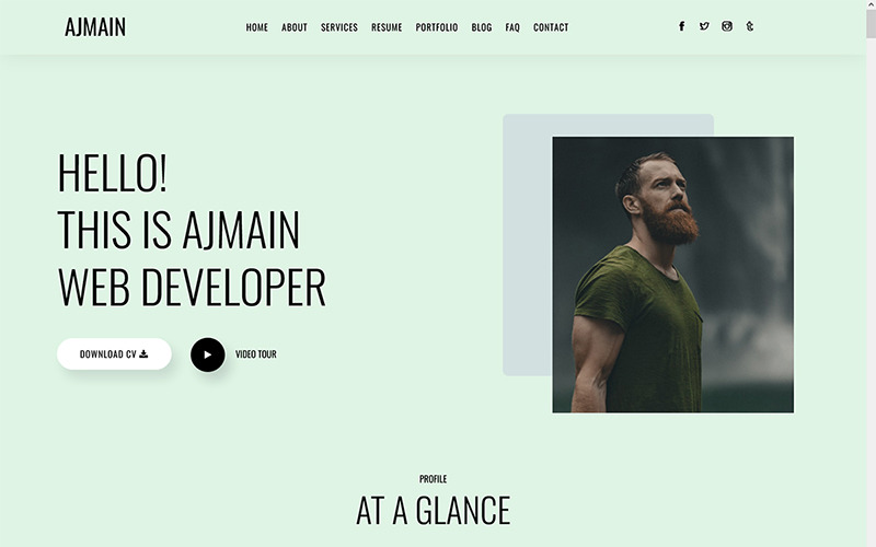 Ajmain - Personal Portfolio React Template Website Template