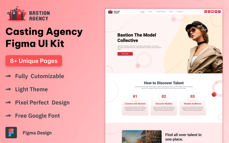 Bastion - Casting Agency Website Figma Kit UI Element