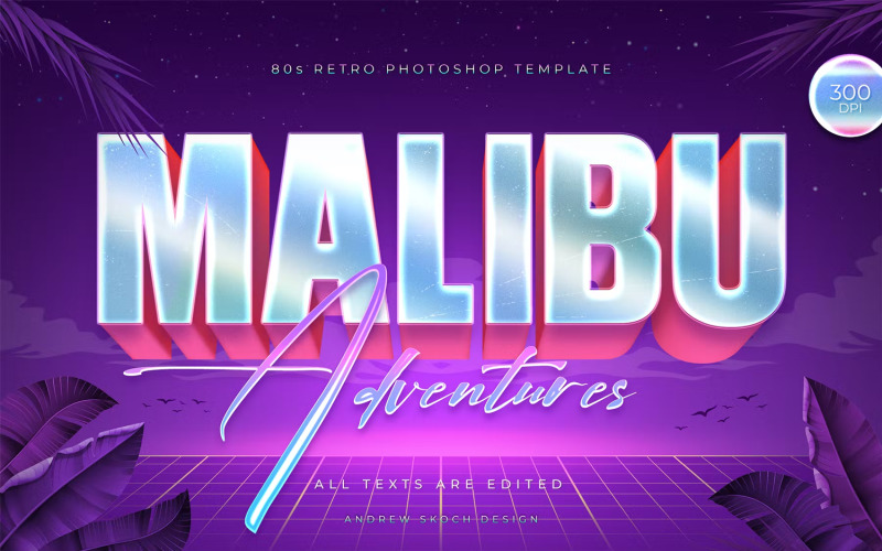 Malibu - 80s Retro Logo Mockup Product Mockup