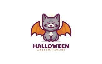 Cat Halloween Cartoon Logo
