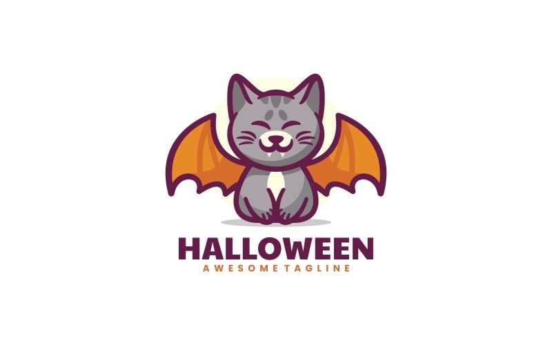 Cat Halloween Cartoon Logo Logo Template