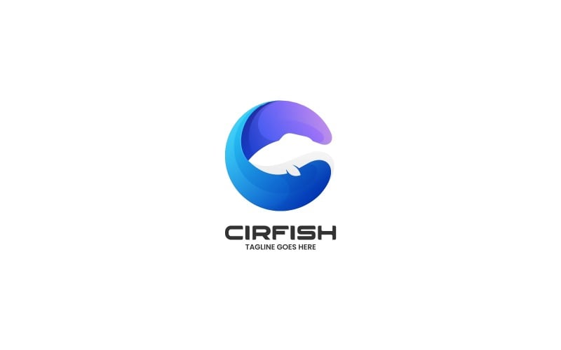 Circle Fish Gradient Logo Style 2 Logo Template