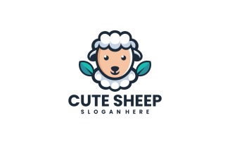 Cute Sheep Simple Mascot Logo