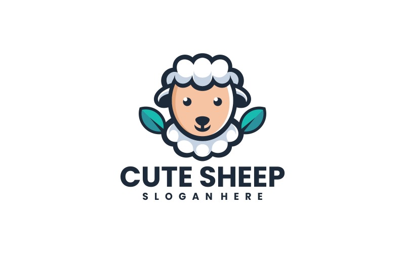 Cute Sheep Simple Mascot Logo Logo Template