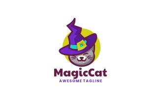 Magic Cat Mascot Cartoon Logo