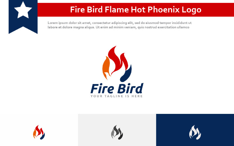 Fire Bird Flame Hot Phoenix Negative Space Logo Logo Template