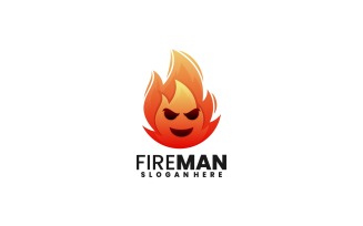 Fire Man Mascot Cartoon Logo