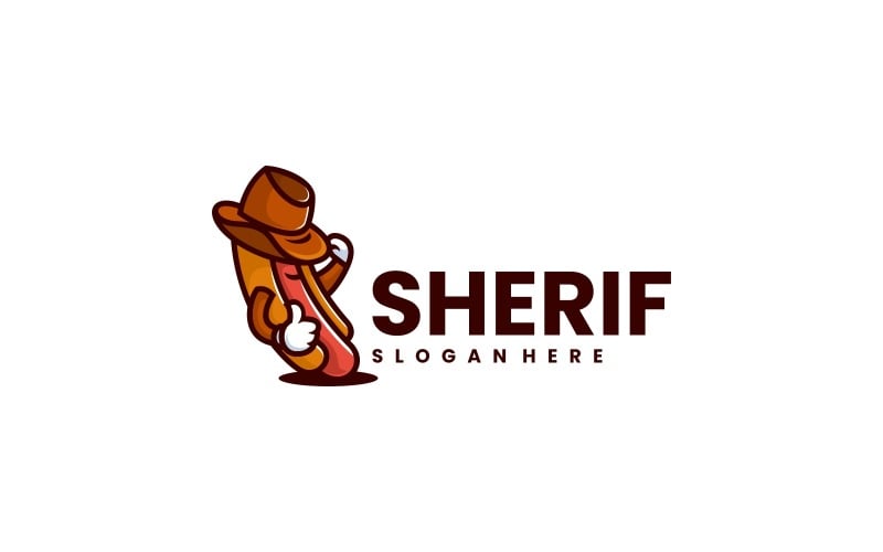 Hotdog Sheriff Cartoon Logo Logo Template