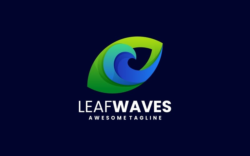 Leaf Waves Gradient Logo Style Logo Template