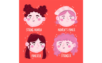 Womens Head Badges Illustration