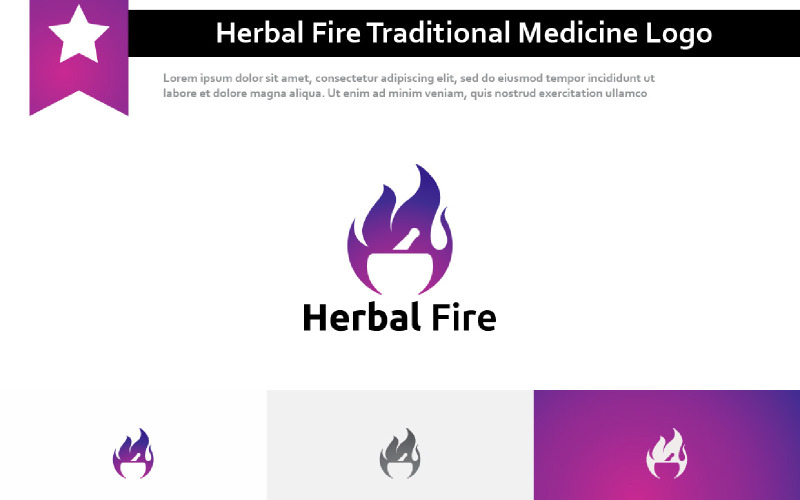 Herbal Fire Traditional Natural Medicine Flame Flare Medical Logo Logo Template
