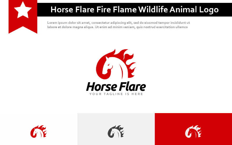 Horse Flare Fire Flame Burn Wildlife Animal Logo Logo Template