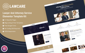 Lawcare - Lawyer and Attorney Service Elementor Template Kit