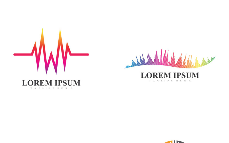 Pulse Line Sound Wave Logo Vector 3 Logo Template