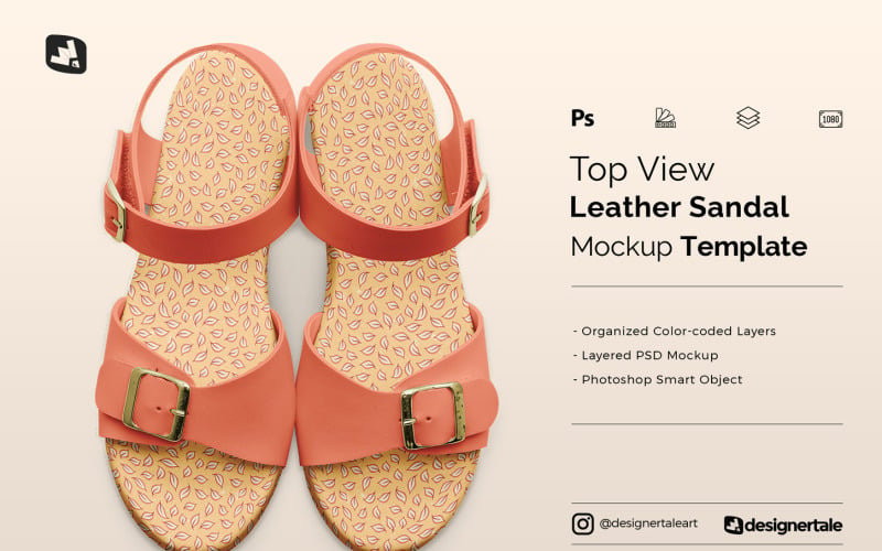 Top View Leather Sandal Mockup Product Mockup