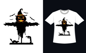 Halloween Scary Scarecrow T-shirt Design