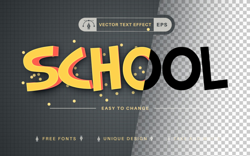 School - Editable Text Effect, Font Style, Design Illustration
