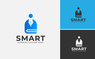 Smart Education Logo Design Template. Concept For Book, Pen, Tie, Gentleman Style.