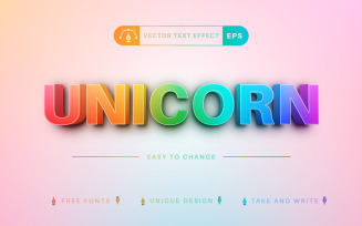Unicorn - Editable Text Effect, Font Style, Design Illustration