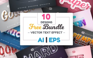 FREE Set 10 Editable Text Effects | Font Styles, Design Illustration
