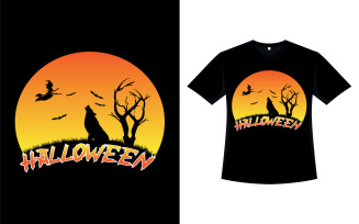 Halloween Wolf T-shirt Design for Print