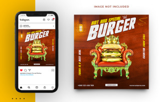 Burger Food Restaurant Social Media Post Banner Template Design