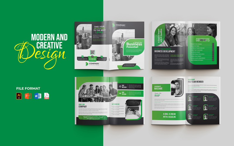 Creative and modern annual report 16 pages multipurpose brochure template Corporate Identity