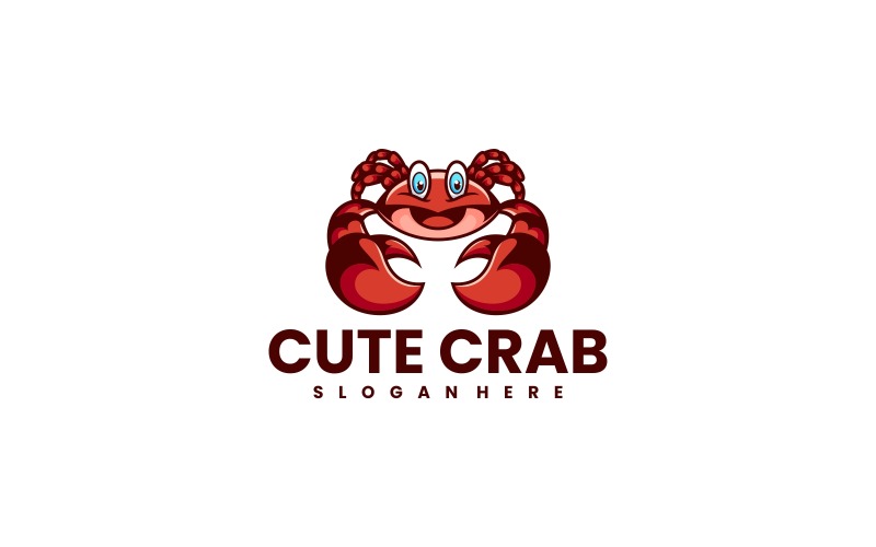 Cute Crab Simple Mascot Logo Logo Template