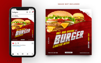 Delicious Burger Restaurant Food Social Media Instagram Post Banner Template