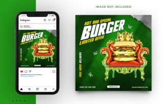 Delicious Burger Restaurant Food Social Media Post Banner Template