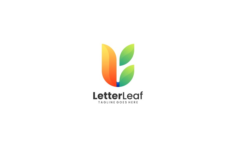 Letter Leaf Gradient Colorful Logo Logo Template
