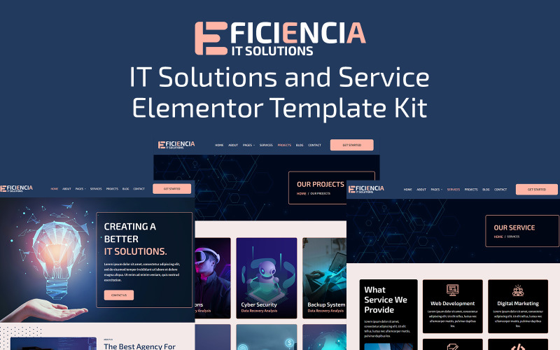 Eficiencia - IT Solutions and Service Elementor Template Kit Elementor Kit