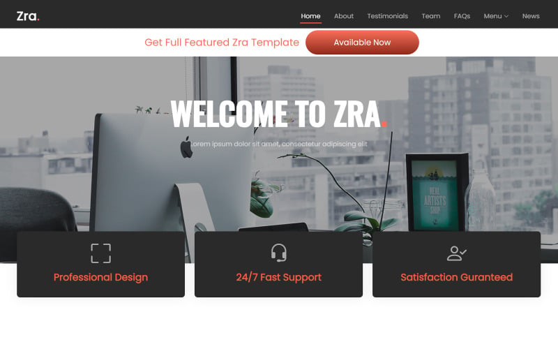 Zra - Multi-Purpose Free HTML Template Landing Page Template