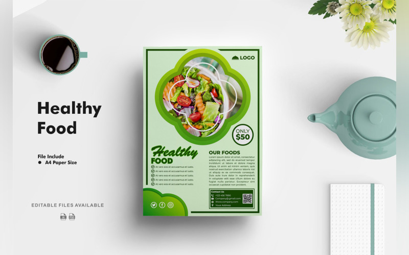 Healthy Food Flyer Template Corporate Identity