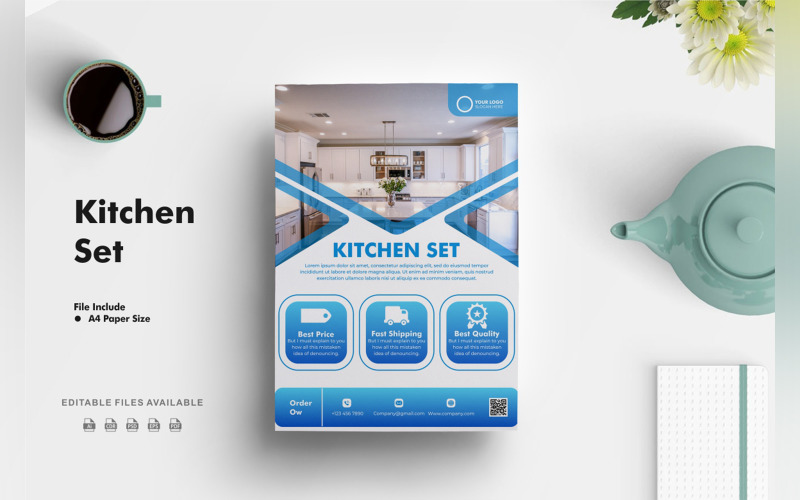 Kitchen Set Flyer Template Corporate Identity