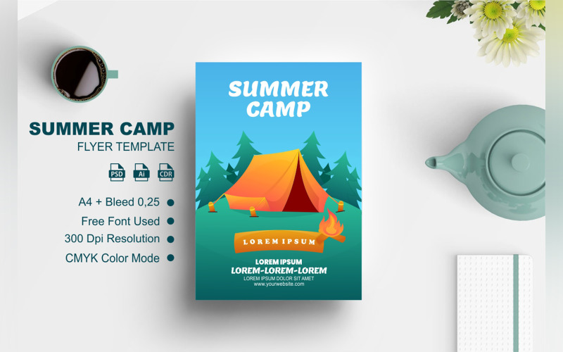 Summer Camp Flyer Design Template Corporate Identity