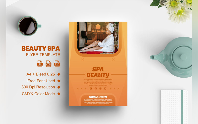 Beauty Spa Flyer Template Design Corporate Identity