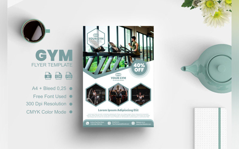 Gym and Fitness Flyer Template Corporate Identity