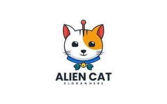 Alien Cat Mascot Cartoon Logo