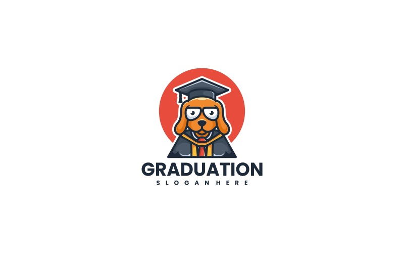 Graduation Puppy Cartoon Logo Logo Template