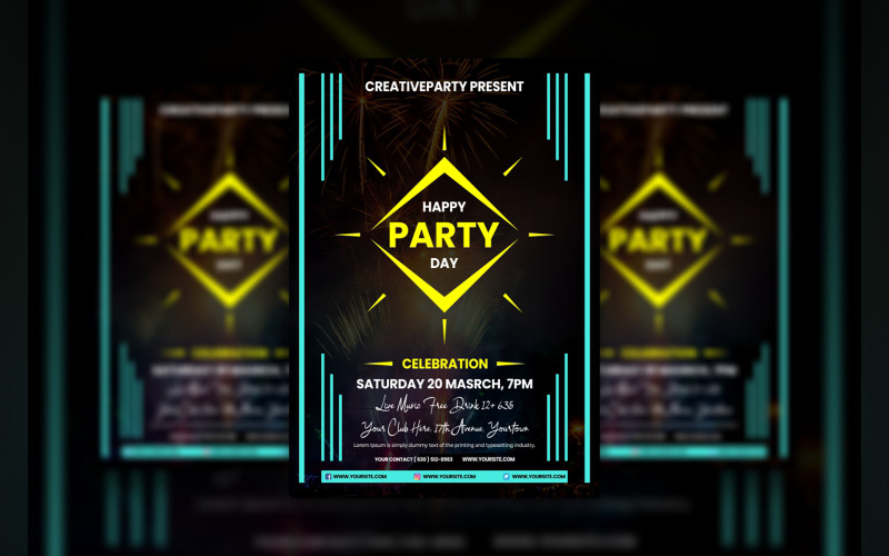 Happy Party Day Flyer Template Corporate Identity