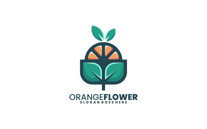 Orange Flower Simple Logo Logo Template
