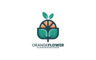 Orange Flower Simple Logo