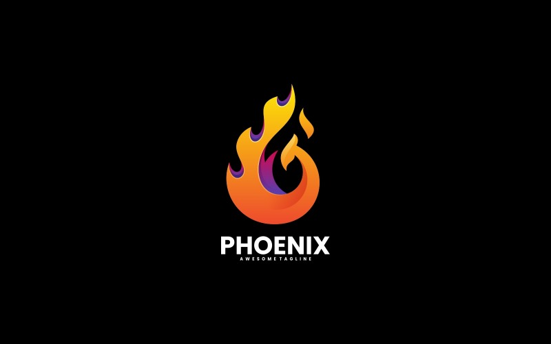 Phoenix Fire Gradient Colorful Logo Style Logo Template